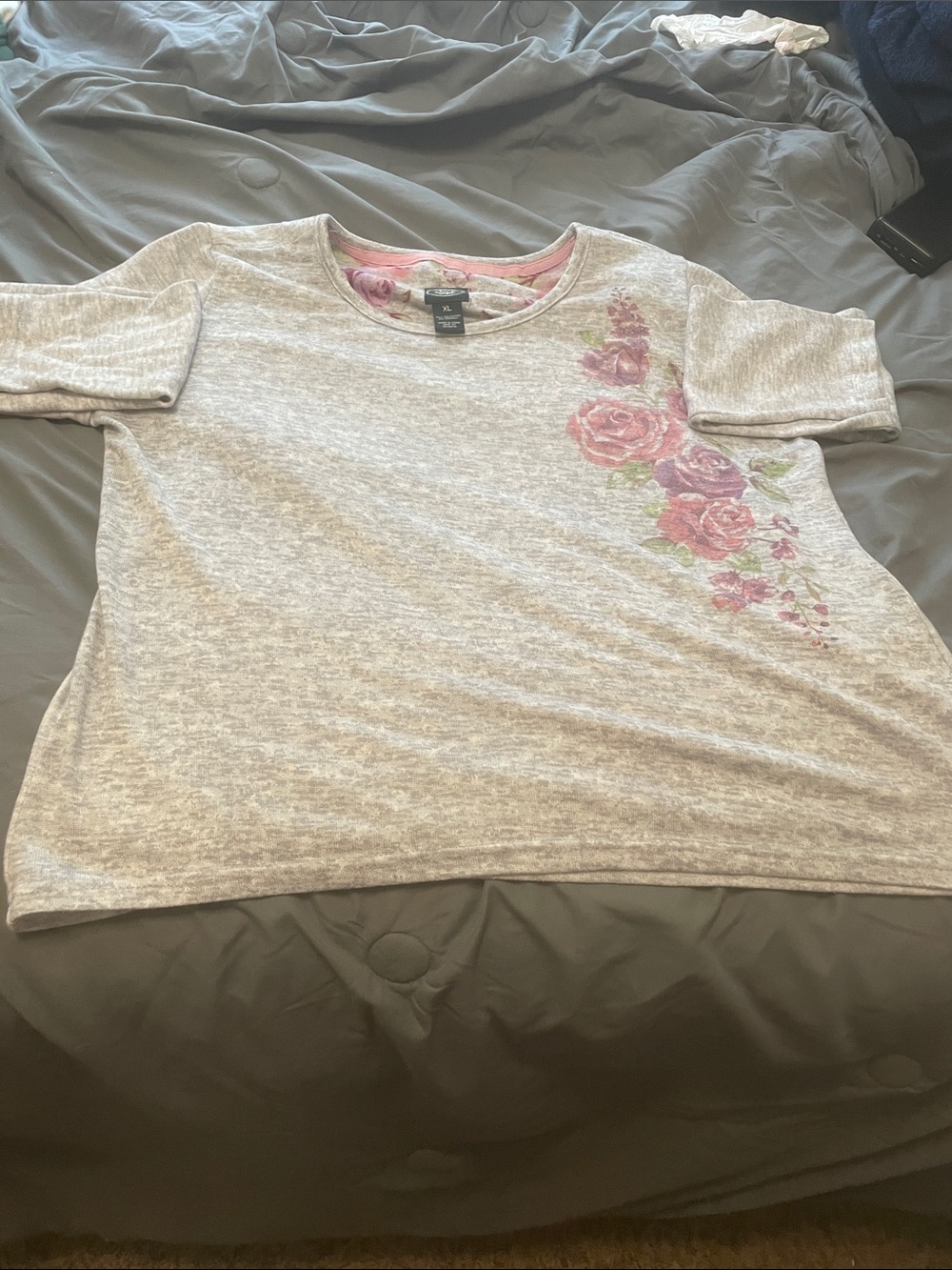 Apt. 9 Cream Short-Sleeve Tee with Pink Rose Print